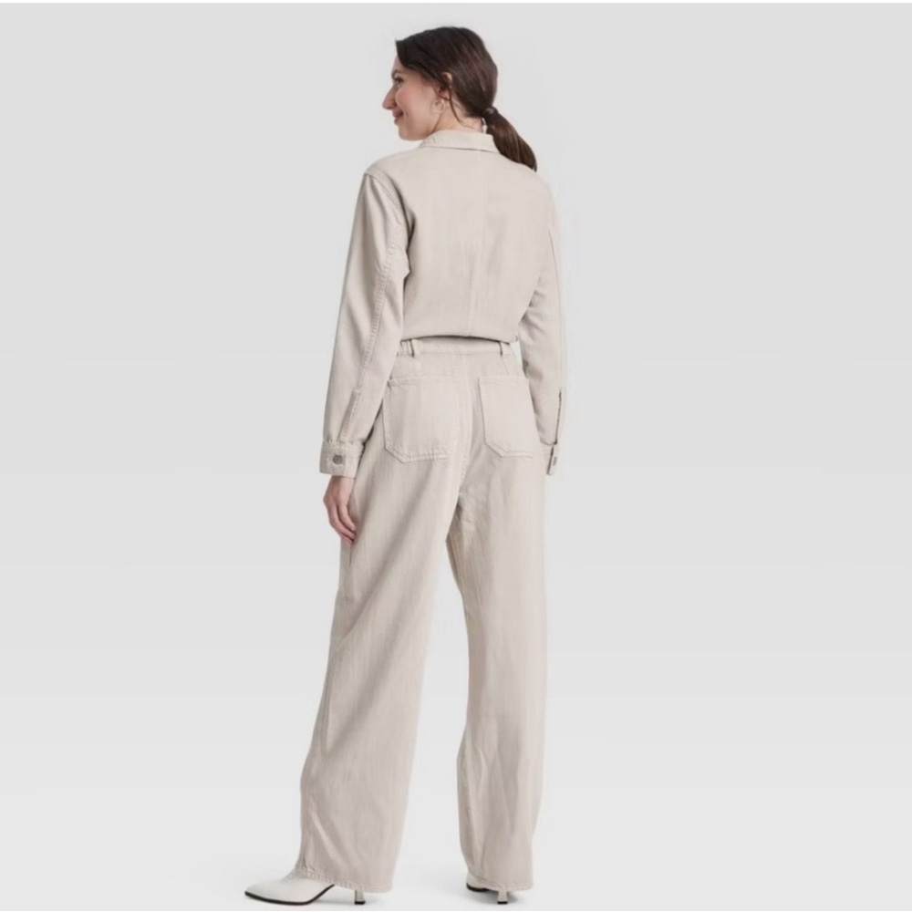 Soft Ecru Denim Jumpsuit - Picture 2 of 2